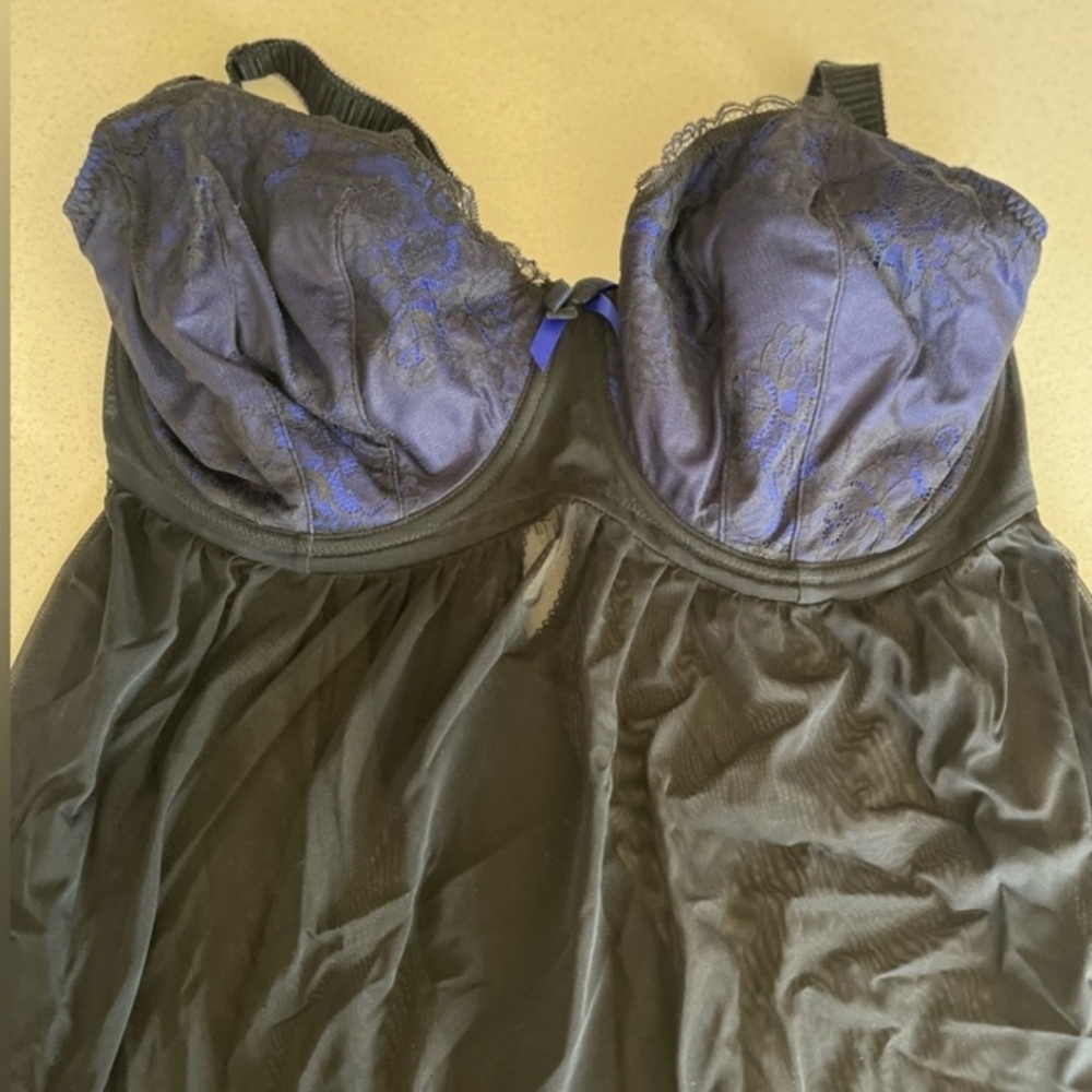 Elomi Midnight Babydoll Sheer Lace Underwire Lingerie 40J - Picture 4 of 6